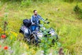 Man driving off-road with quad bike or ATV Royalty Free Stock Photo