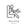 man driving outline icon. isolated line vector illustration from behavior collection. editable thin stroke man driving icon on