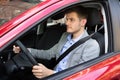 Man Driving Red Car Royalty Free Stock Photo