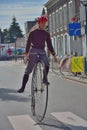 Man driving on a Retro pre war Bike