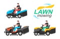 Man driving a riding lawn mower