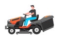 Man driving a riding lawn mower