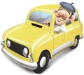 Man driving yellow car renault 4 Royalty Free Stock Photo