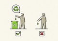 Man drops garbage vector illustration Royalty Free Stock Photo