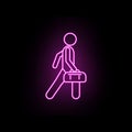 Man with duffle neon icon. Simple thin line, outline vector of male bag and luggage icons for ui and ux, website or mobile