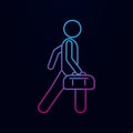 Man with duffle nolan icon. Simple thin line, outline vector of male bag and luggage icons for ui and ux, website or mobile