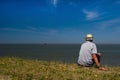 Man at Dutch wadden sea