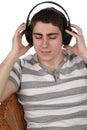 Man in ear-phones Royalty Free Stock Photo