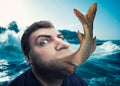 Man eating fish Royalty Free Stock Photo