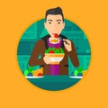 Man eating healthy vegetable salad. Royalty Free Stock Photo