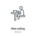 Man eating outline vector icon. Thin line black man eating icon, flat vector simple element illustration from editable behavior