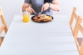 Man eating traditional full English breakfast Royalty Free Stock Photo