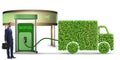 The man in ecofuel concept for delivery vehicles Royalty Free Stock Photo