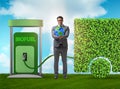 Man in ecofuel concept for delivery vehicles Royalty Free Stock Photo