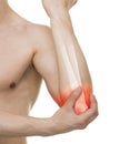 Man Elbow Injured - Studio shot with 3D illustration isolated o