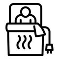 Man electric blanket icon, outline style