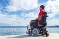 Man on electric wheelchair Royalty Free Stock Photo