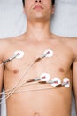 Man with electrodes on chest Royalty Free Stock Photo