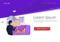 Man emailing business data in isometric and flat illustration design