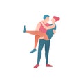 Man embrace woman flat design illustration.