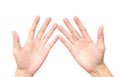 Man empty hands open on white background Royalty Free Stock Photo