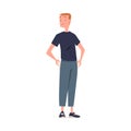Man with Empty Pockets Sad in Standing Pose Vector Illustration Royalty Free Stock Photo