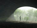 Man at the end of tunnel Royalty Free Stock Photo