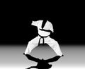 the man is engaged in karate on a black white Royalty Free Stock Photo