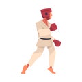 Man Engaged in Kudo in Boxing Gloves as Martial Arts Vector Illustration