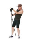 The man is engaged in Nordic walking Royalty Free Stock Photo