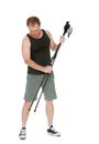 The man is engaged in Nordic walking Royalty Free Stock Photo