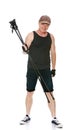 The man is engaged in Nordic walking Royalty Free Stock Photo