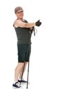 The man is engaged in Nordic walking Royalty Free Stock Photo