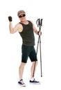 The man is engaged in Nordic walking Royalty Free Stock Photo