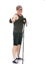 The man is engaged in Nordic walking Royalty Free Stock Photo