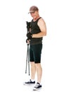 The man is engaged in Nordic walking Royalty Free Stock Photo