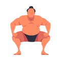 Man Engaged in Sumo Wrestling as Martial Arts Vector Illustration
