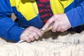 Man engaged in woodcarving