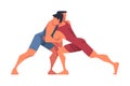 Man Engaged in Wrestling as Martial Arts Vector Illustration