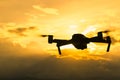 silhouette of flying drone on sky Royalty Free Stock Photo
