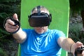 Man enjoy a virtual reality world Royalty Free Stock Photo