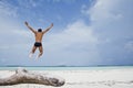 Man enjoying on the beach Royalty Free Stock Photo