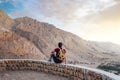 Man enjoying desert scenery from the fort Royalty Free Stock Photo