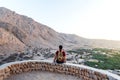 Man enjoying desert scenery from the fort Royalty Free Stock Photo