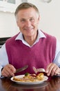 Man Enjoying Healthy meal, mealtime Royalty Free Stock Photo