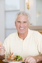 Man Enjoying Healthy meal, mealtime Royalty Free Stock Photo