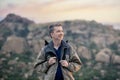 Man Enjoying Nature While Hiking on Vacation Royalty Free Stock Photo