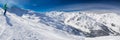 Man enjoying the stunning view before freeride skiing in famous Royalty Free Stock Photo