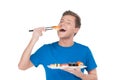 Man enjoying sushi. Royalty Free Stock Photo