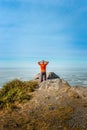 Man enjoying the view over the Californian coast on